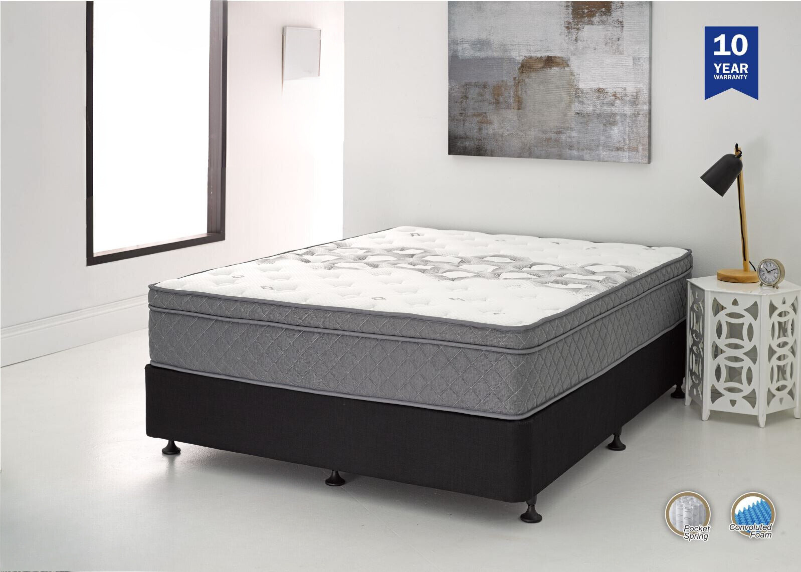 Misty Horizon Fabric Bed Frames - Light Grey