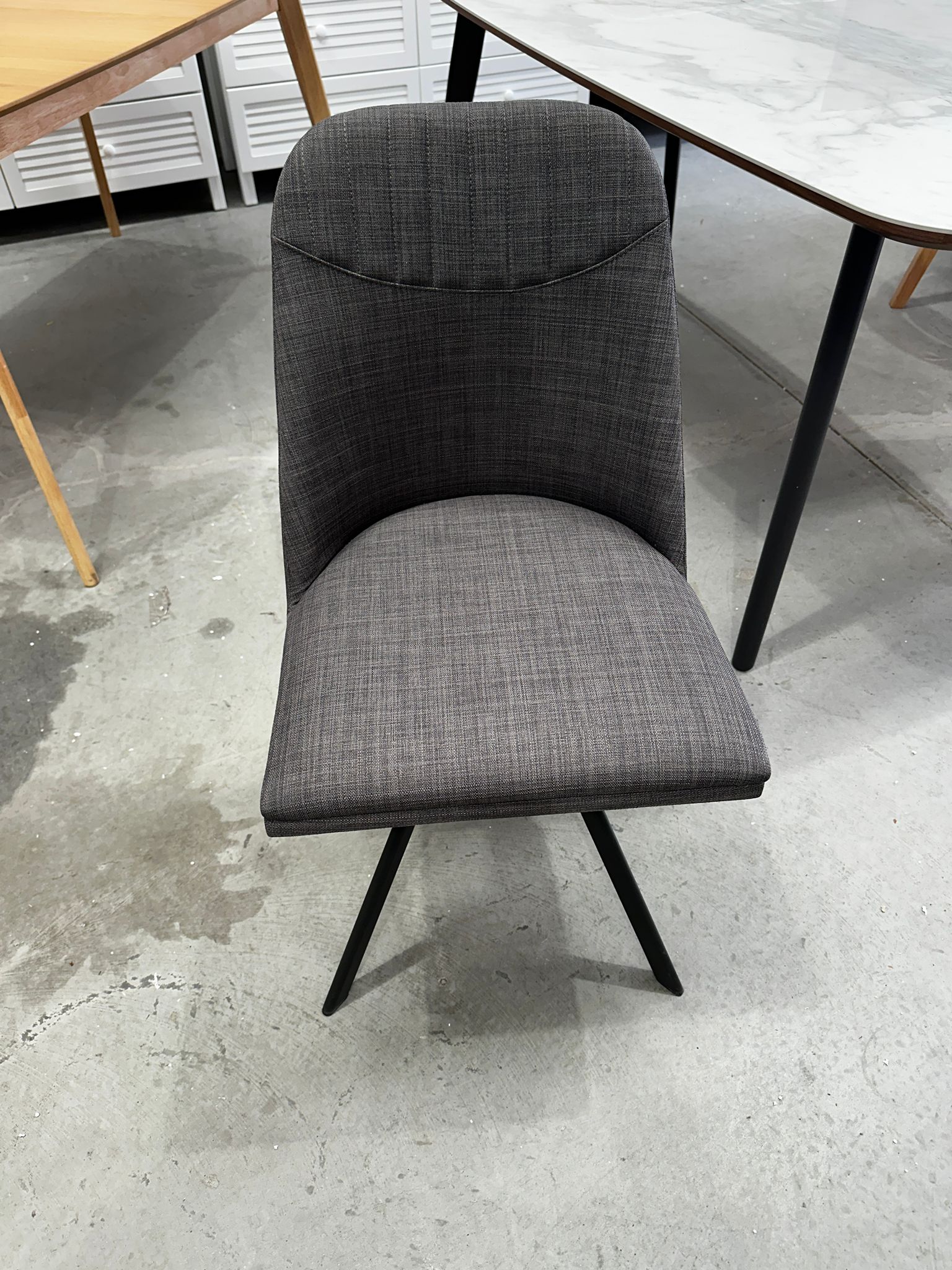 ASSA Charcoal Grey Fabric Swivel Dining Chairs