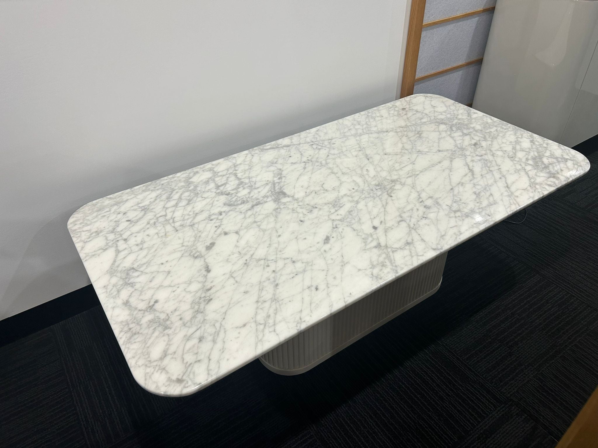 Large Modern Marbled Dining Table with Rounded Corners