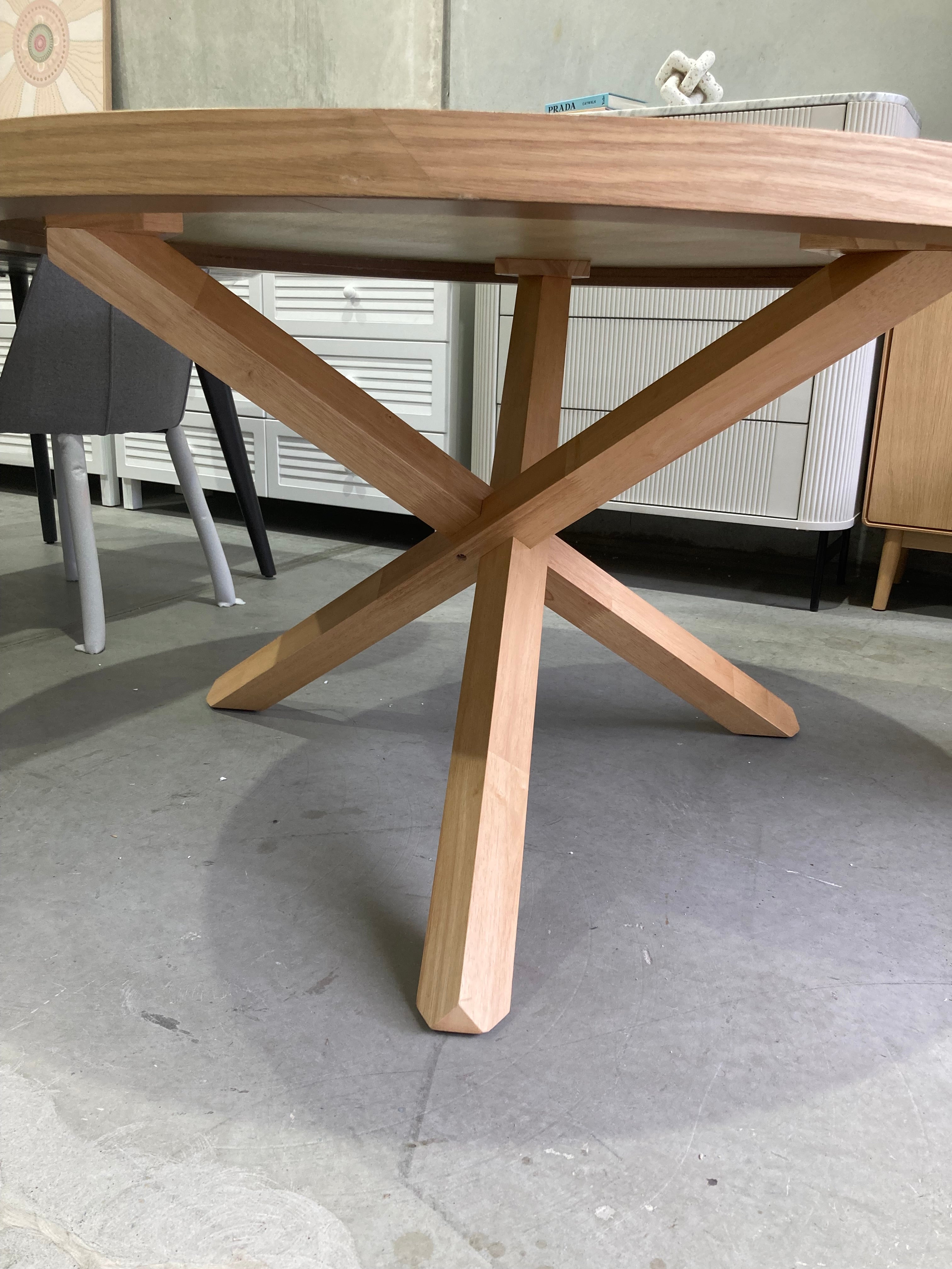 ASSA Large Natural Timber Color Round Dining Table