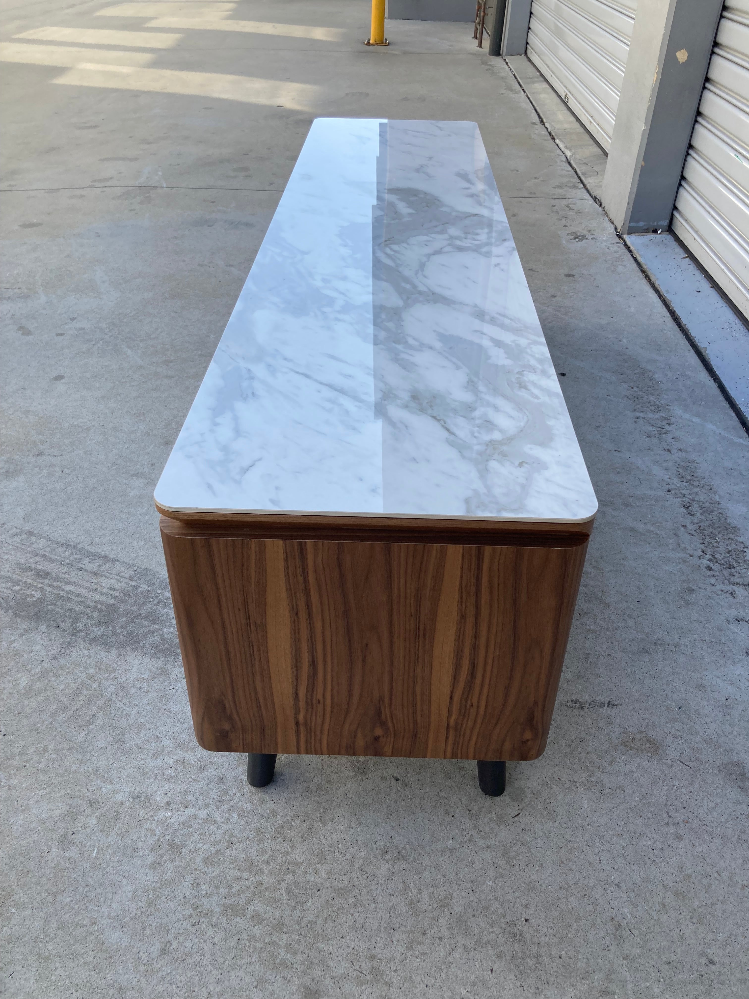 ASSA Marble Effect White Stone Top TV Unit