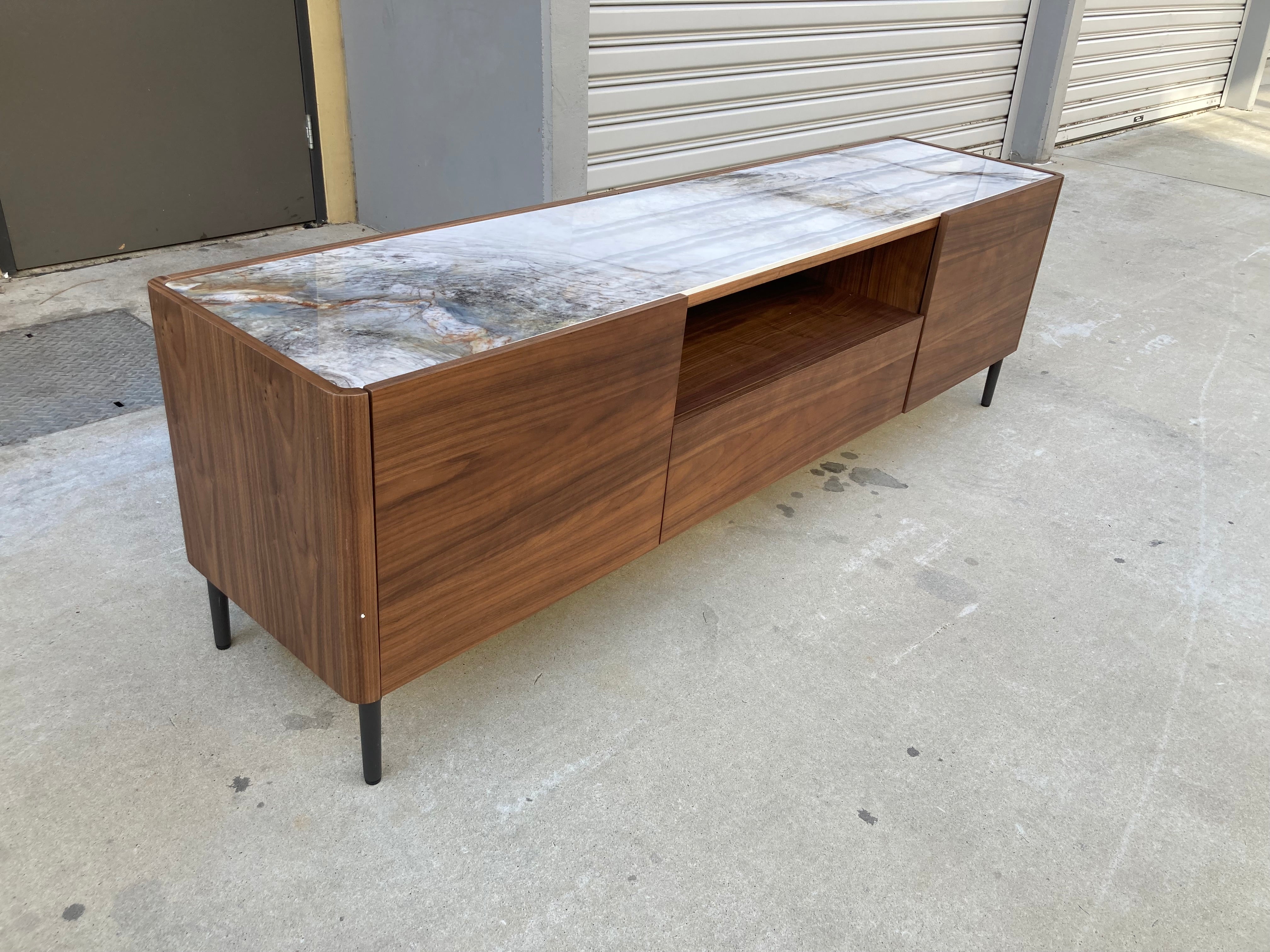 ASSA Marble Effect Stone Top Brown TV Unit