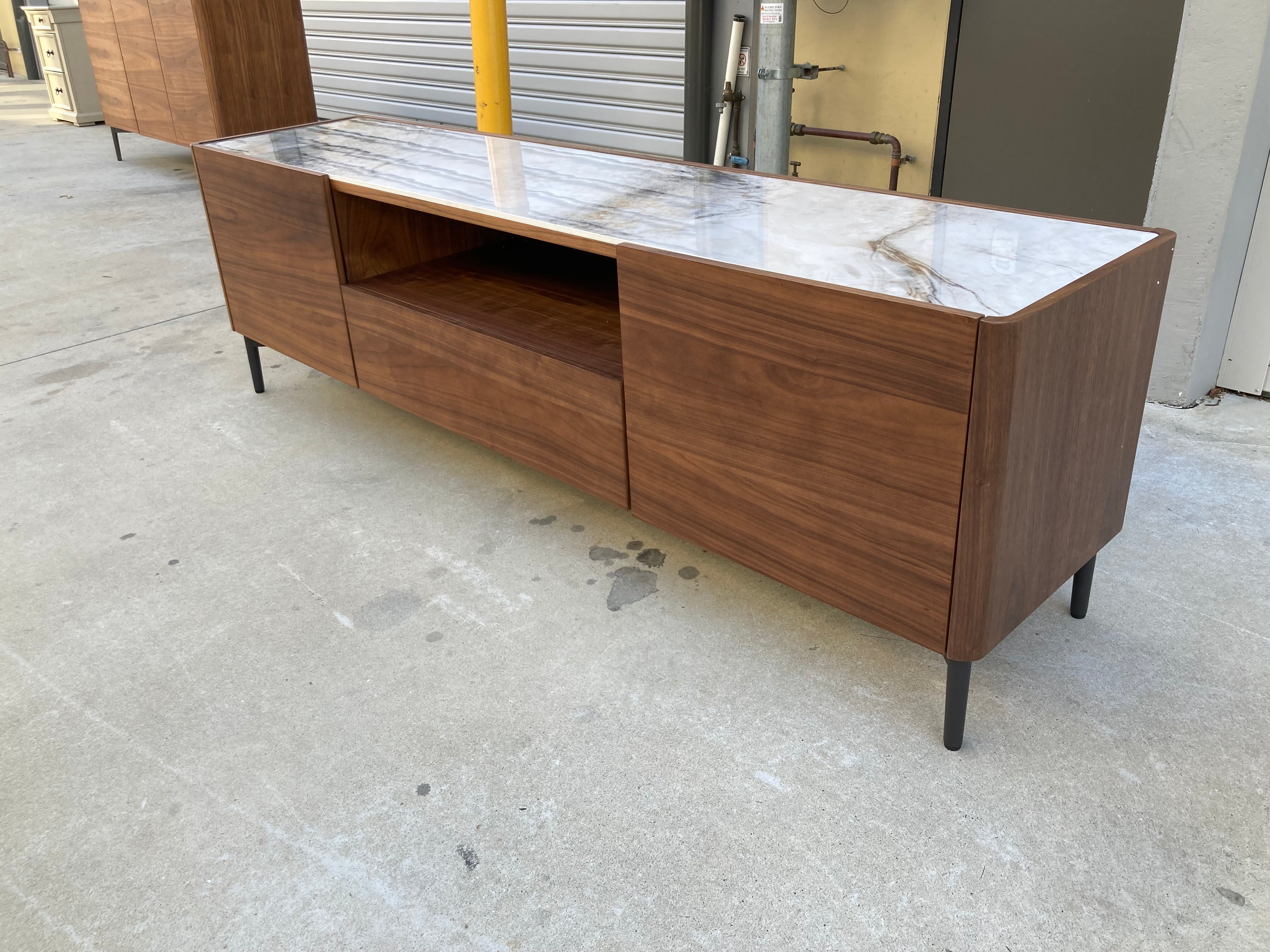 ASSA Marble Effect Stone Top Brown TV Unit