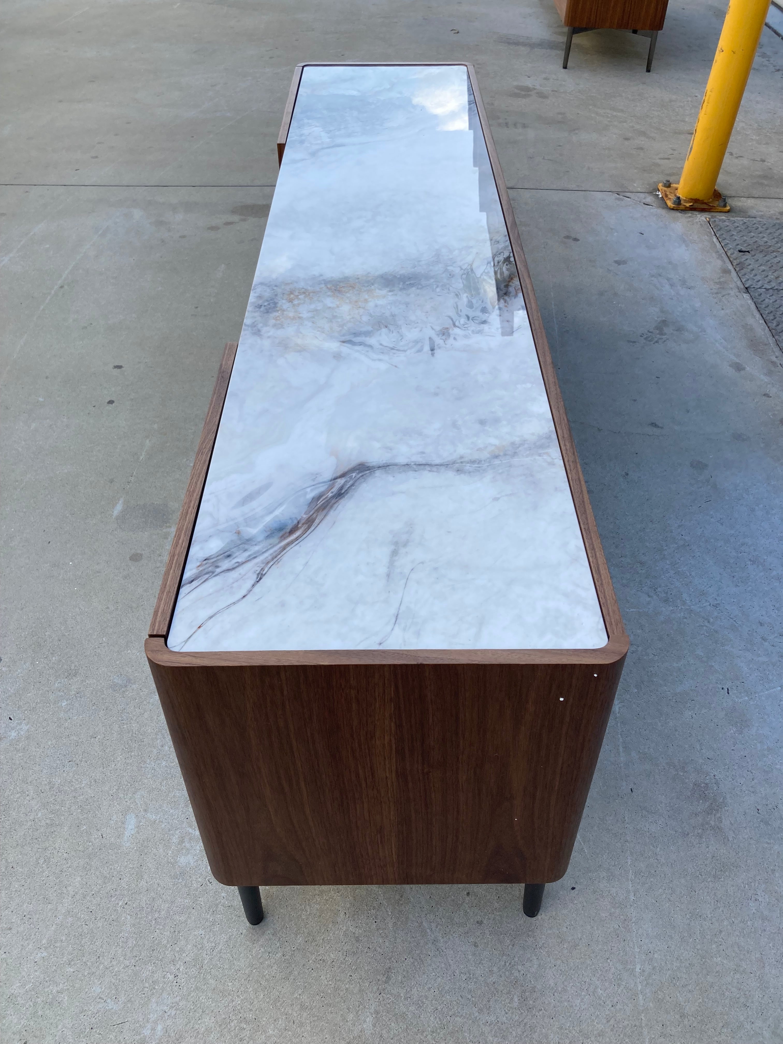 ASSA Marble Effect Stone Top Brown TV Unit