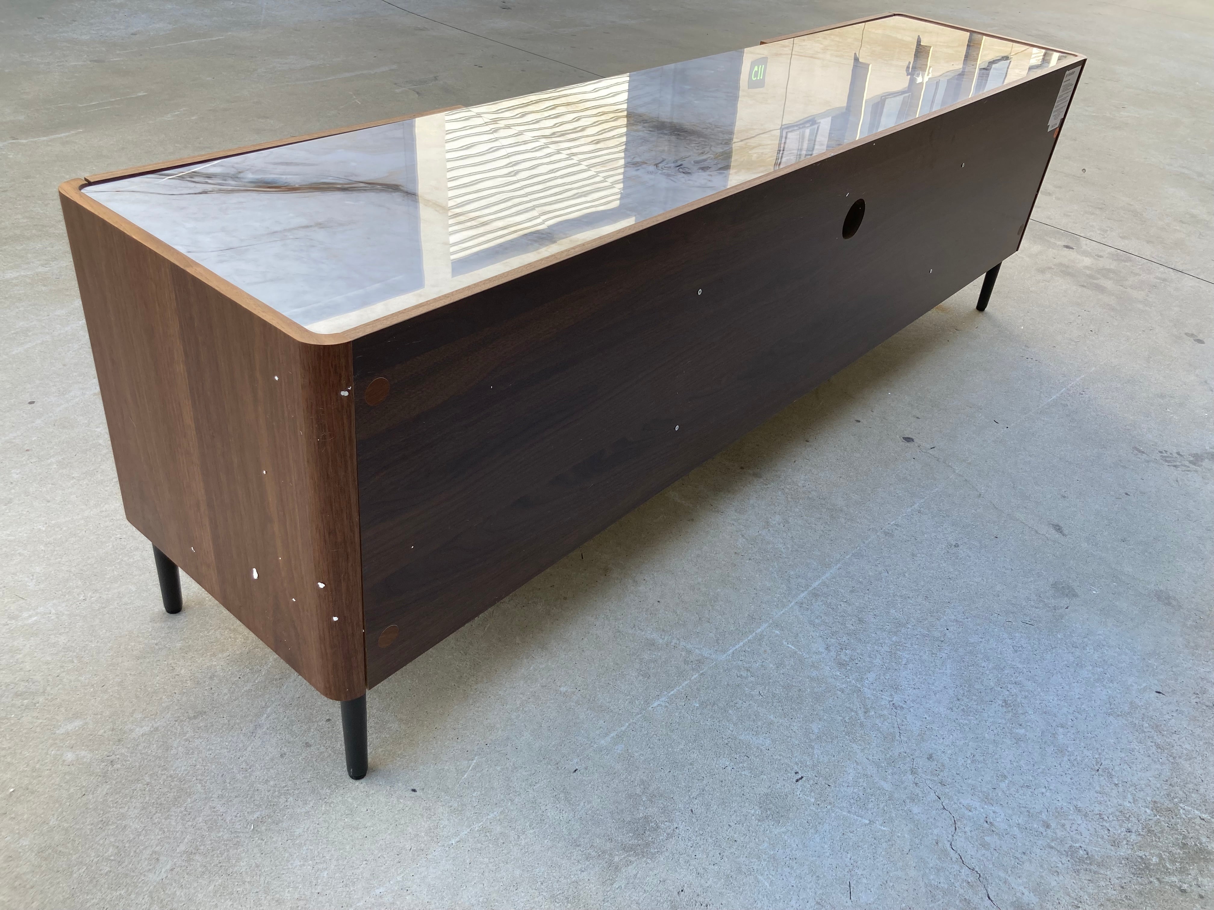 ASSA Marble Effect Stone Top Brown TV Unit