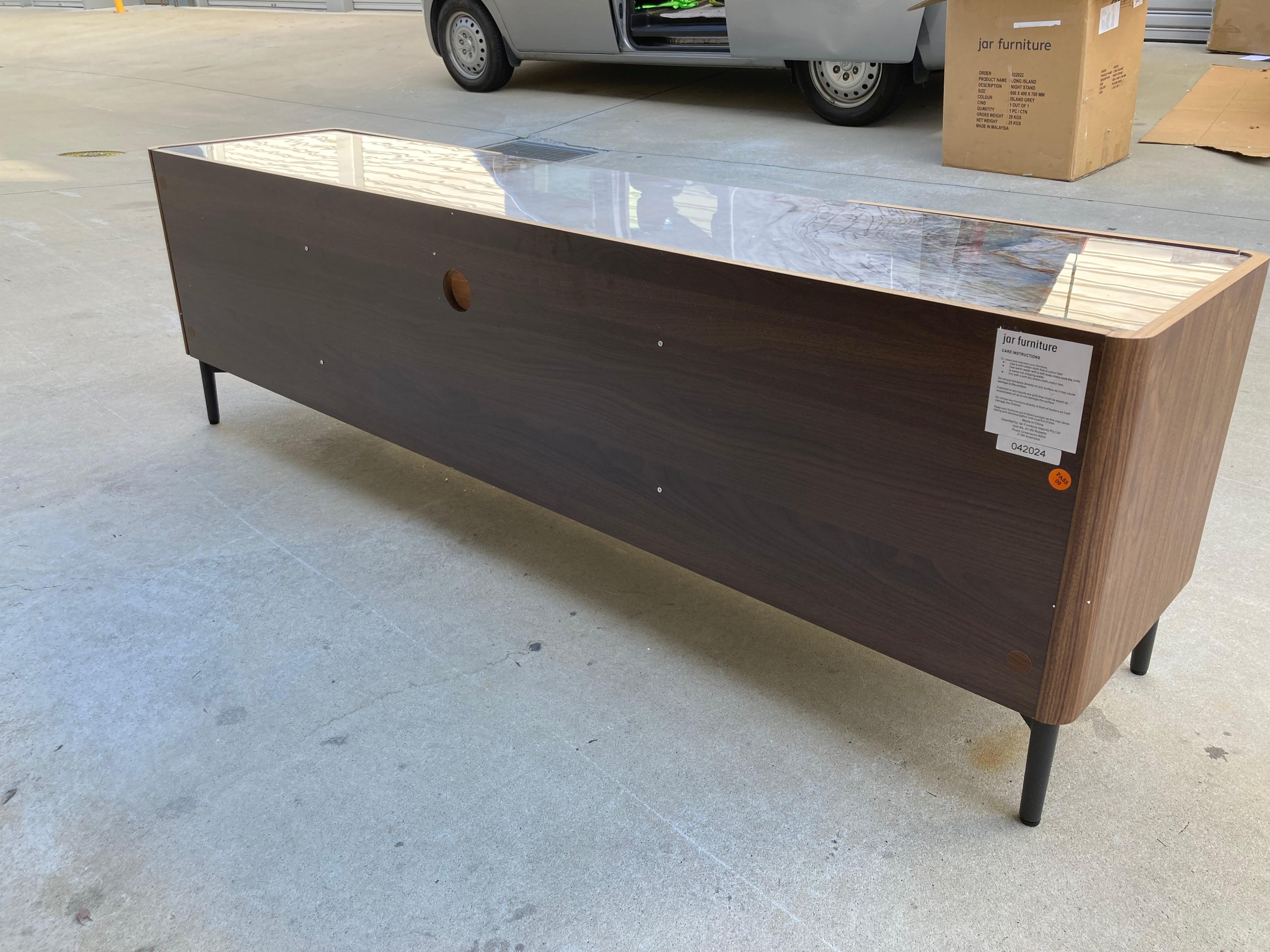 ASSA Marble Effect Stone Top Brown TV Unit