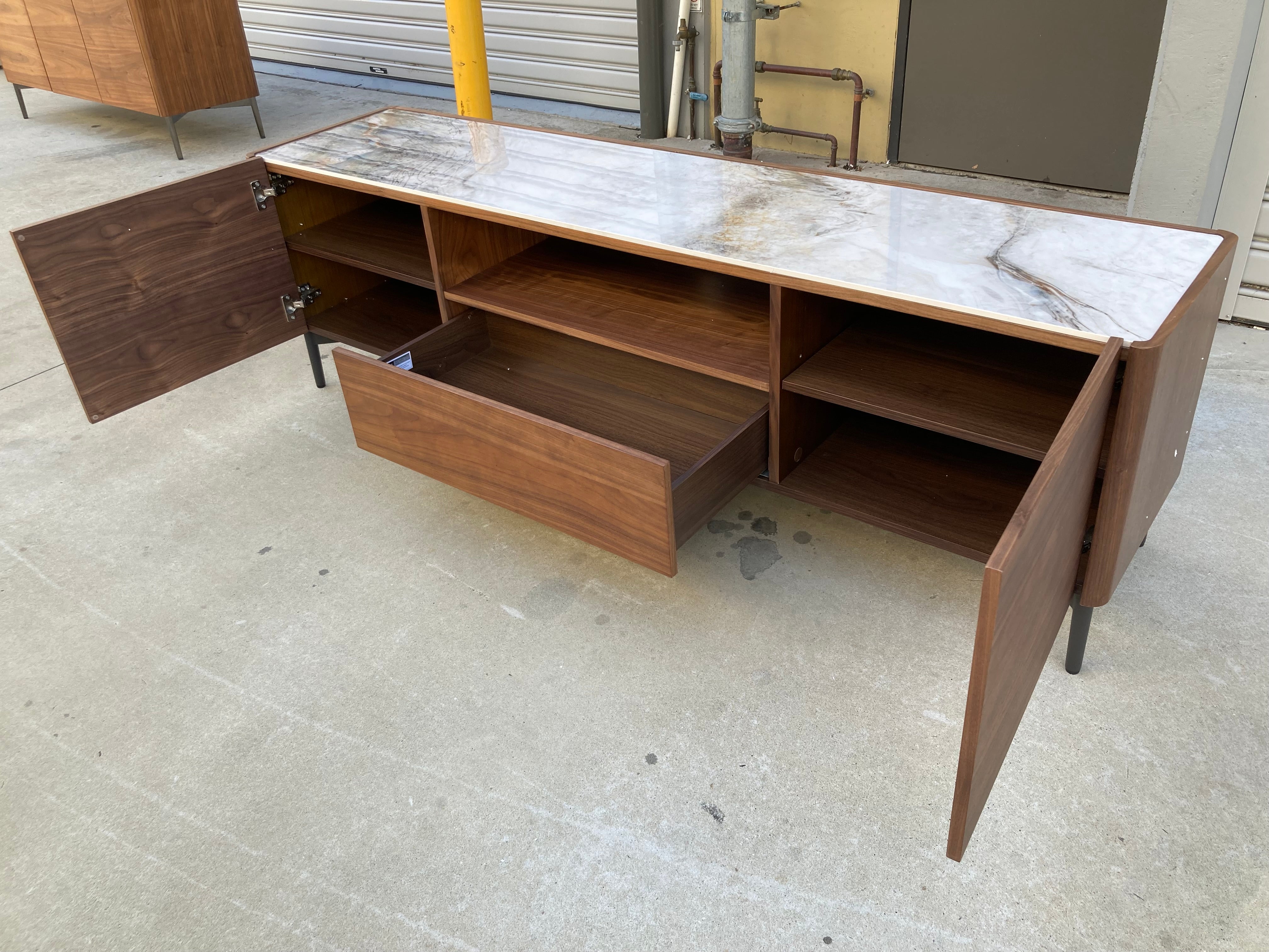 ASSA Marble Effect Stone Top Brown TV Unit