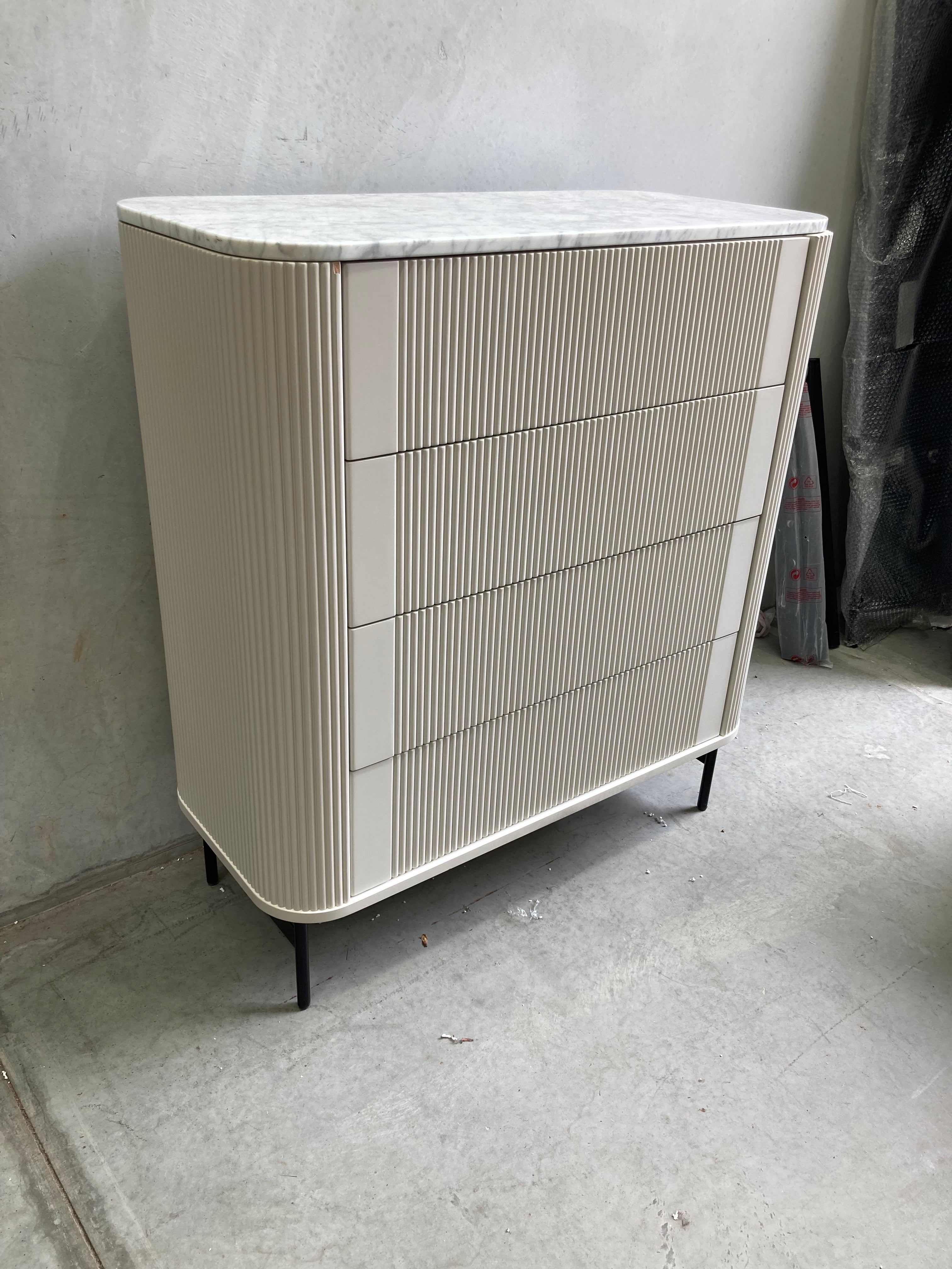 ASSA Modern White Stone Top Tallboy