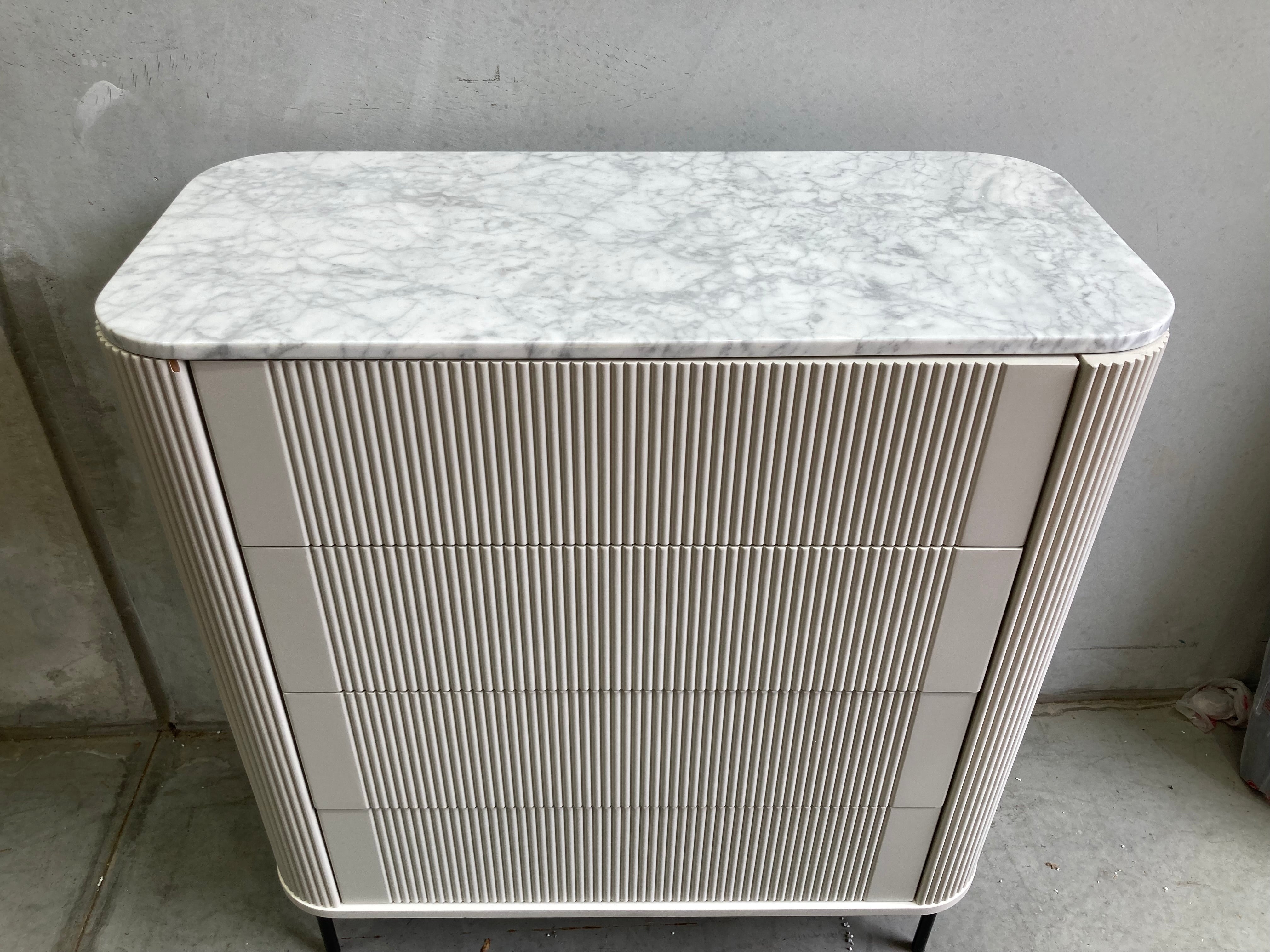 ASSA Modern White Stone Top Tallboy