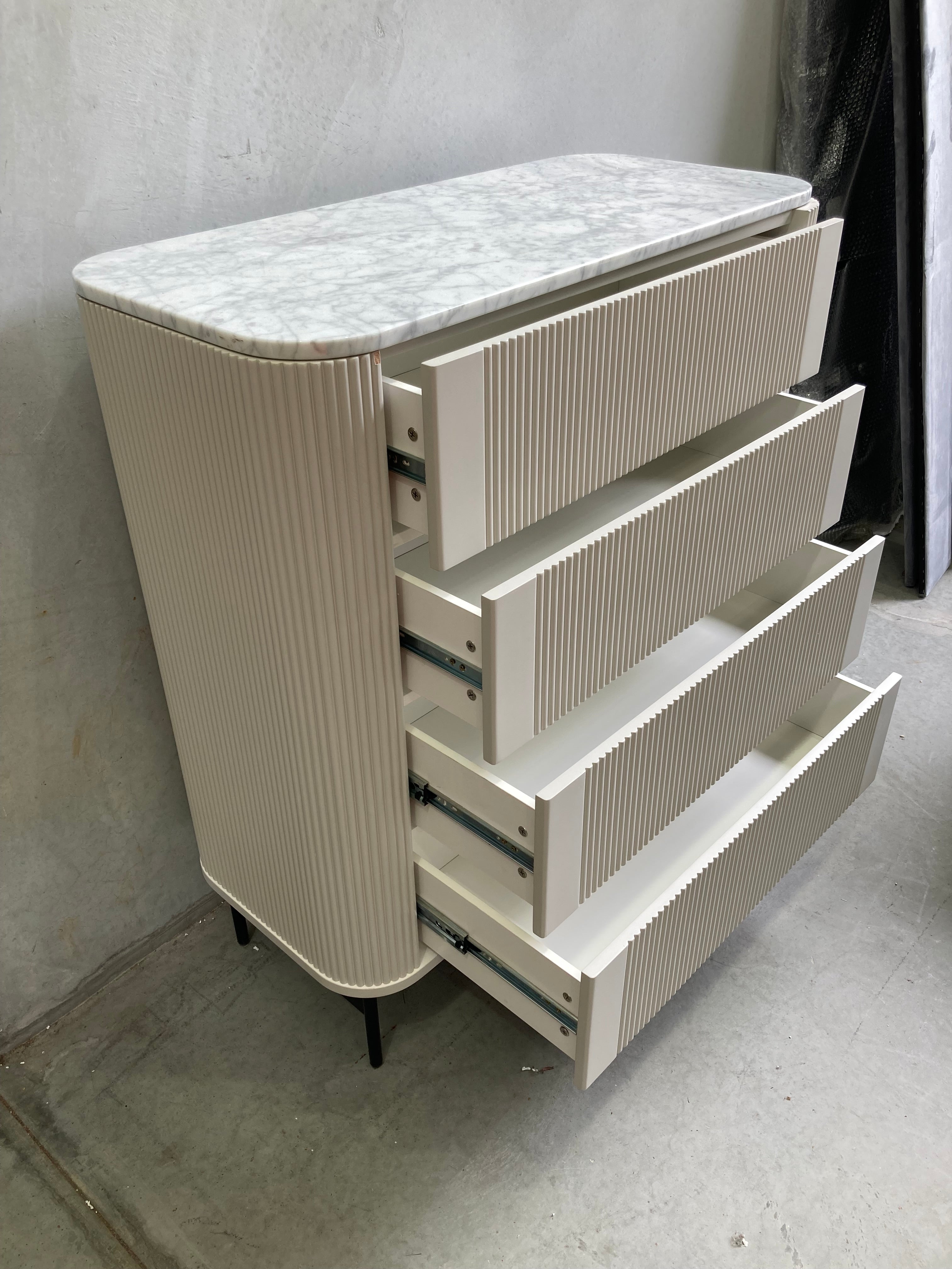 ASSA Modern White Stone Top Tallboy