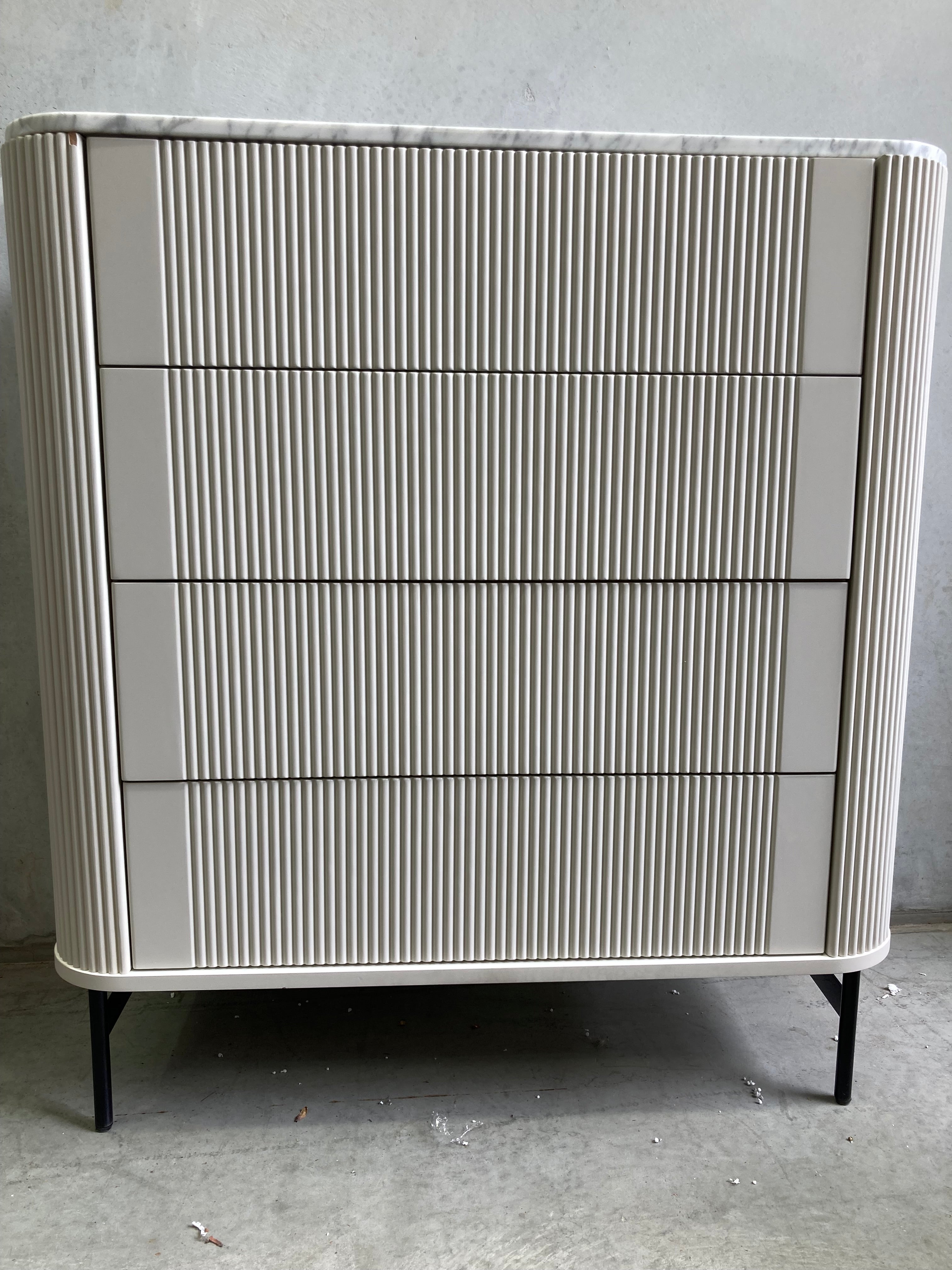 ASSA Modern White Stone Top Tallboy