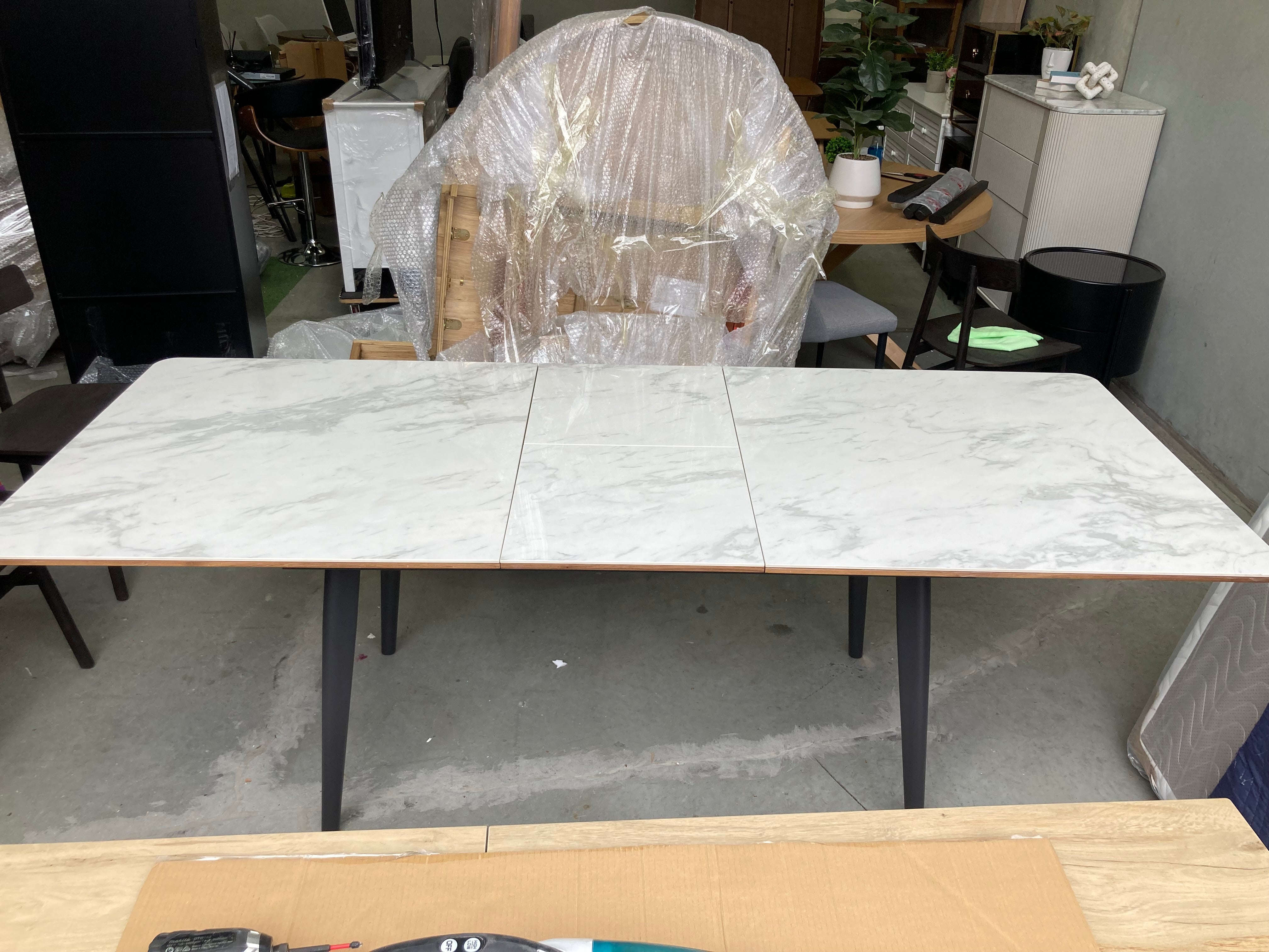 ASSA Marble Effect Stone Top Extension Table