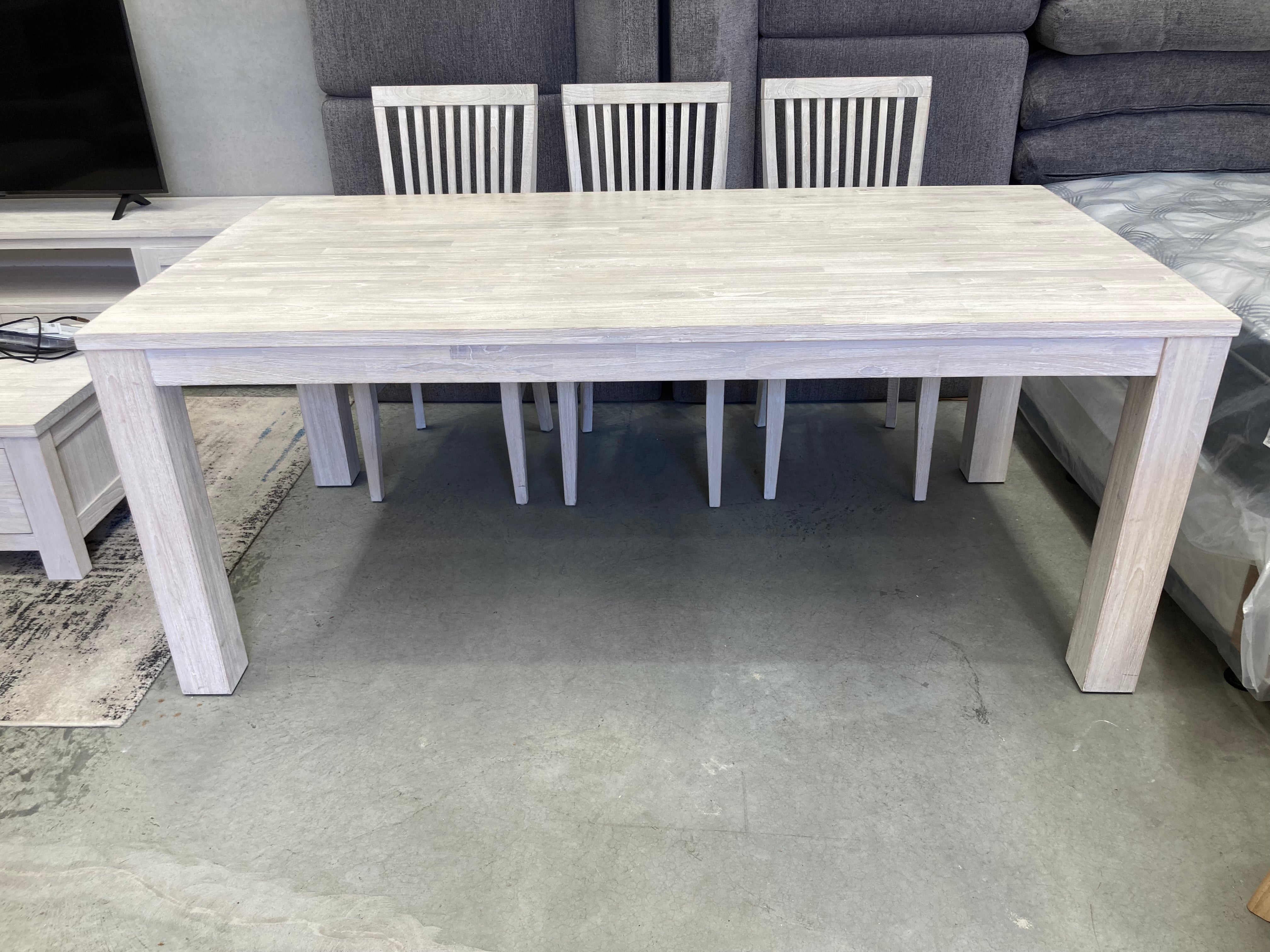 ASSA 7PC Whitewashed Timber Dining Table Set