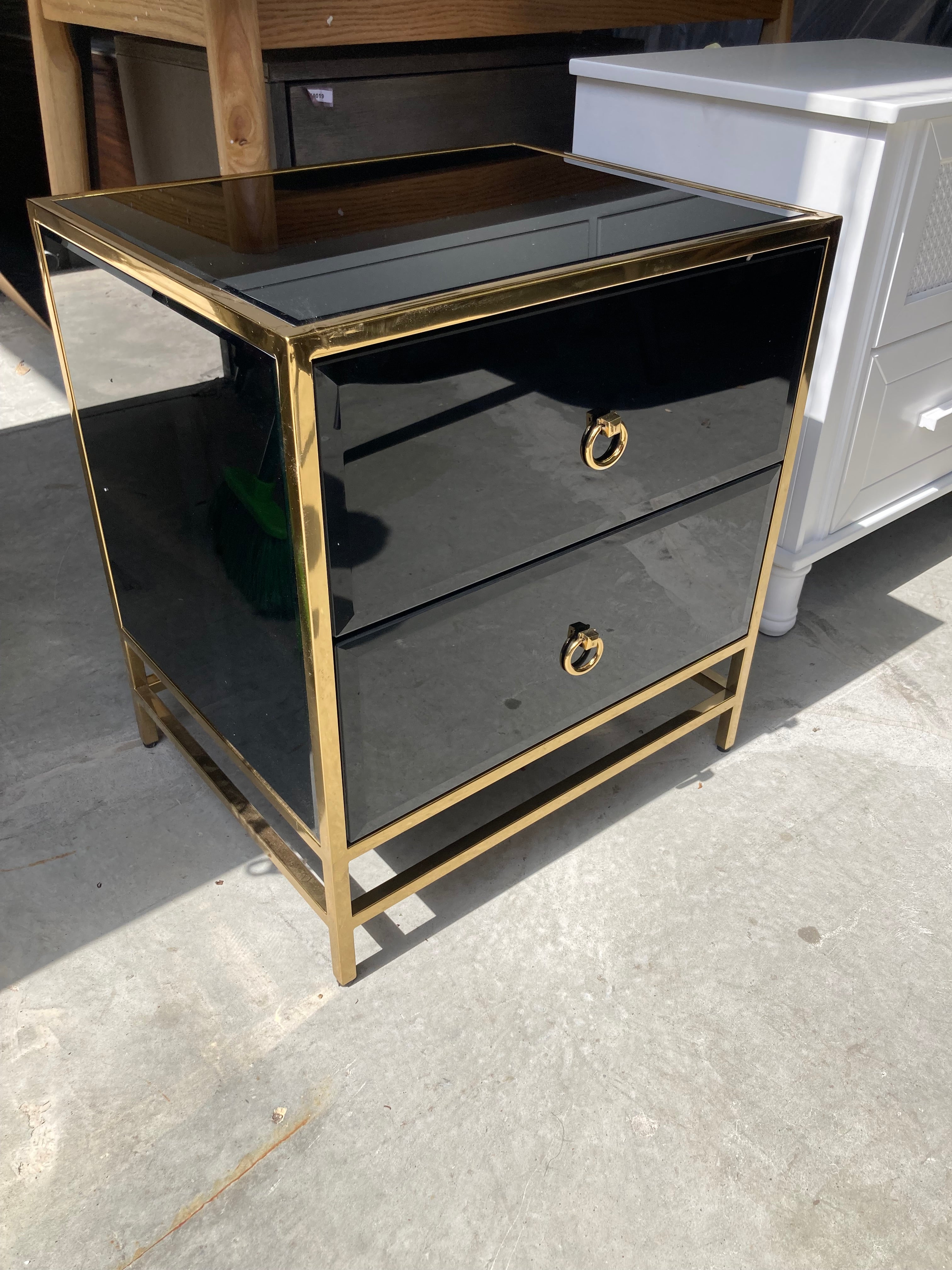 ASSA Black and Gold Bedside Table