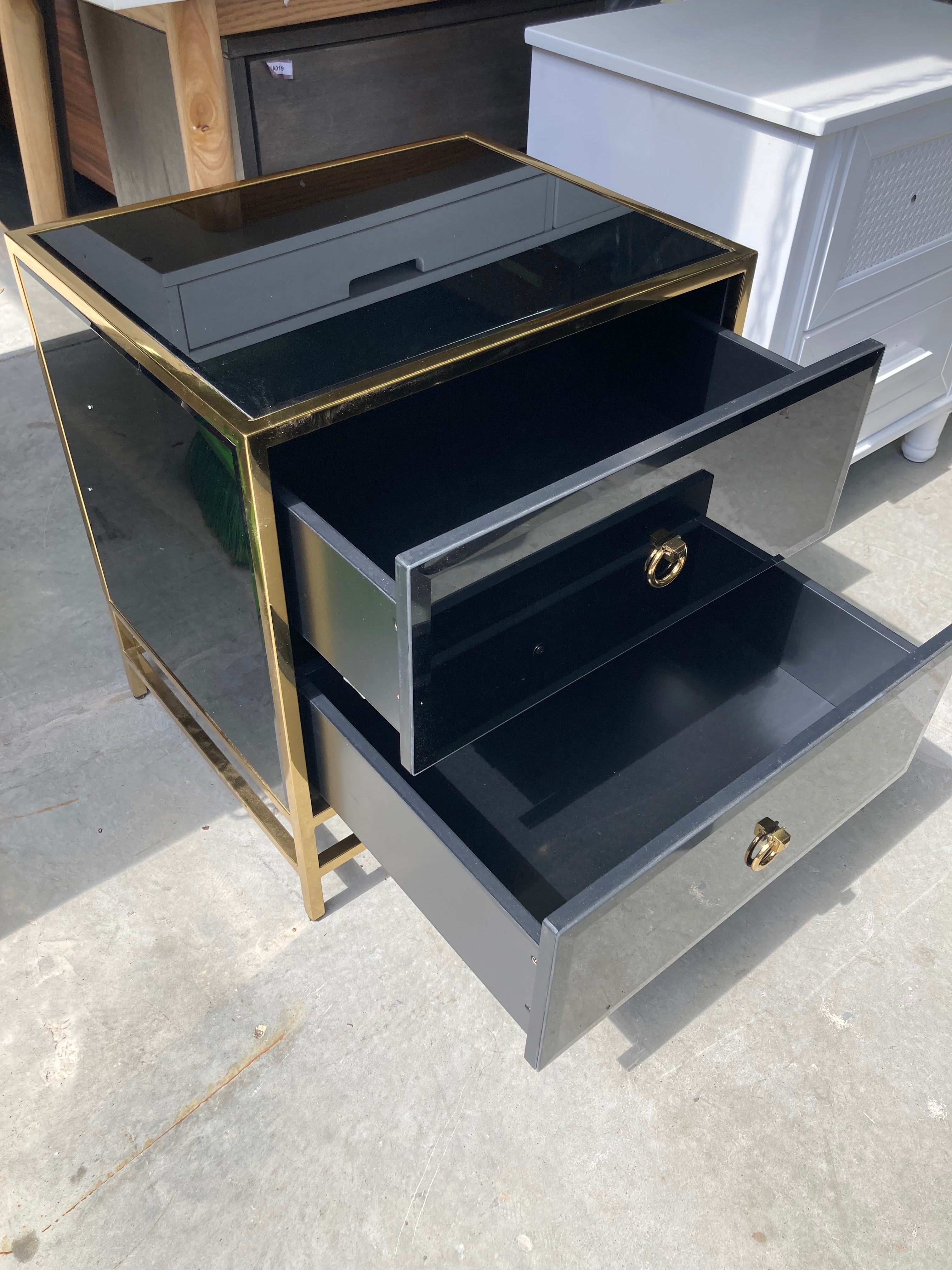 ASSA Black and Gold Bedside Table