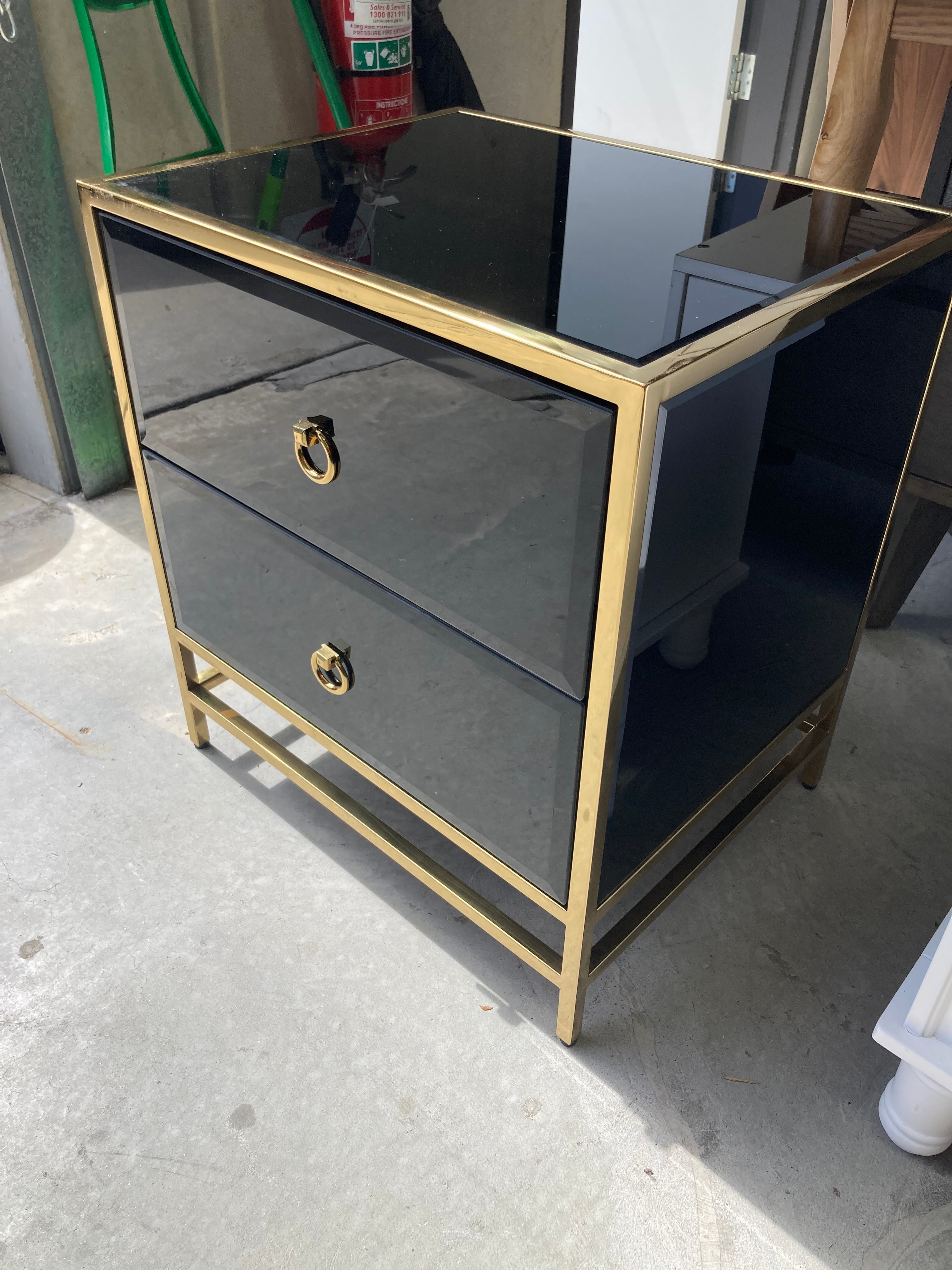 ASSA Black and Gold Bedside Table