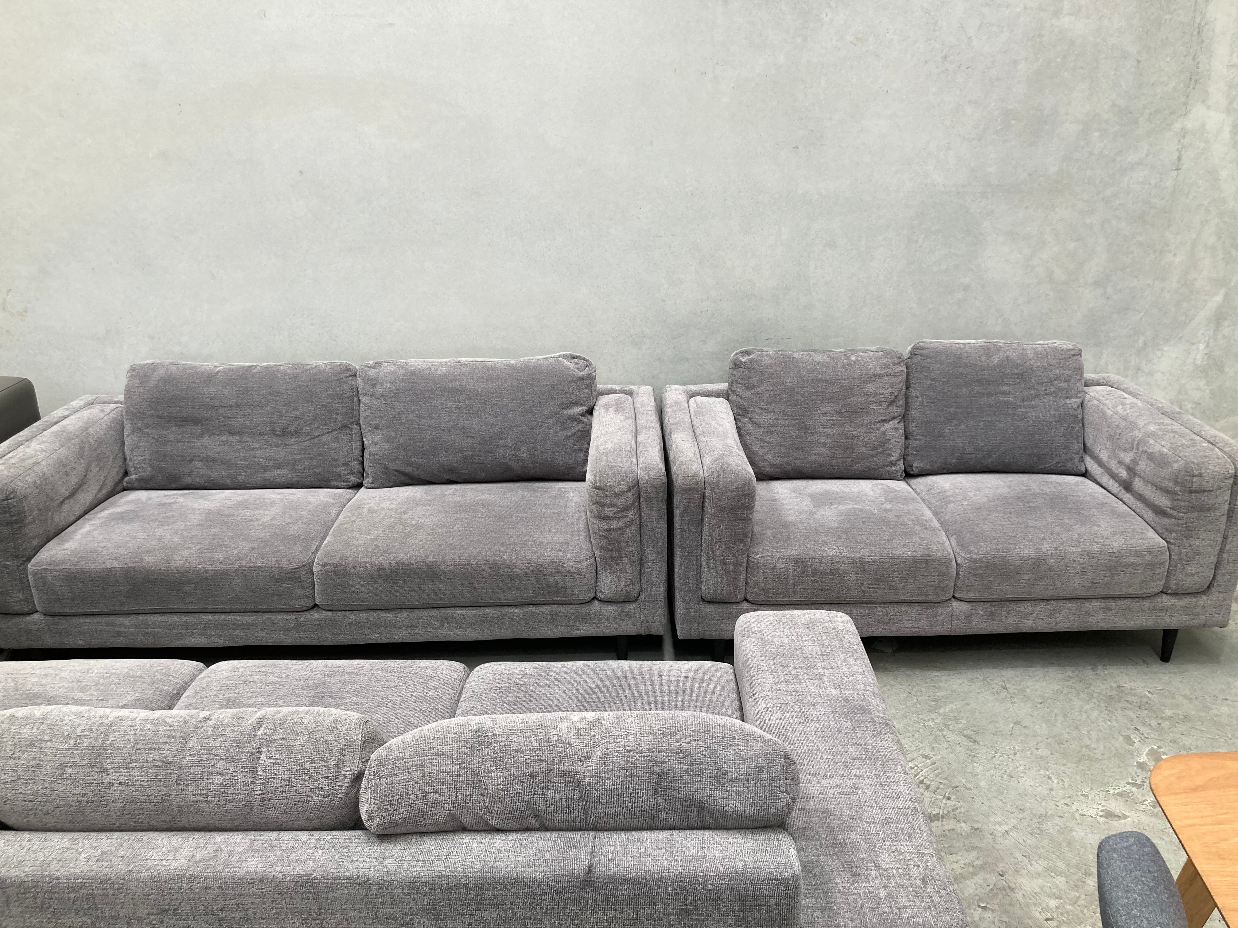 ASSA 3 + 2 Seater Grey Fabric Sofa Set