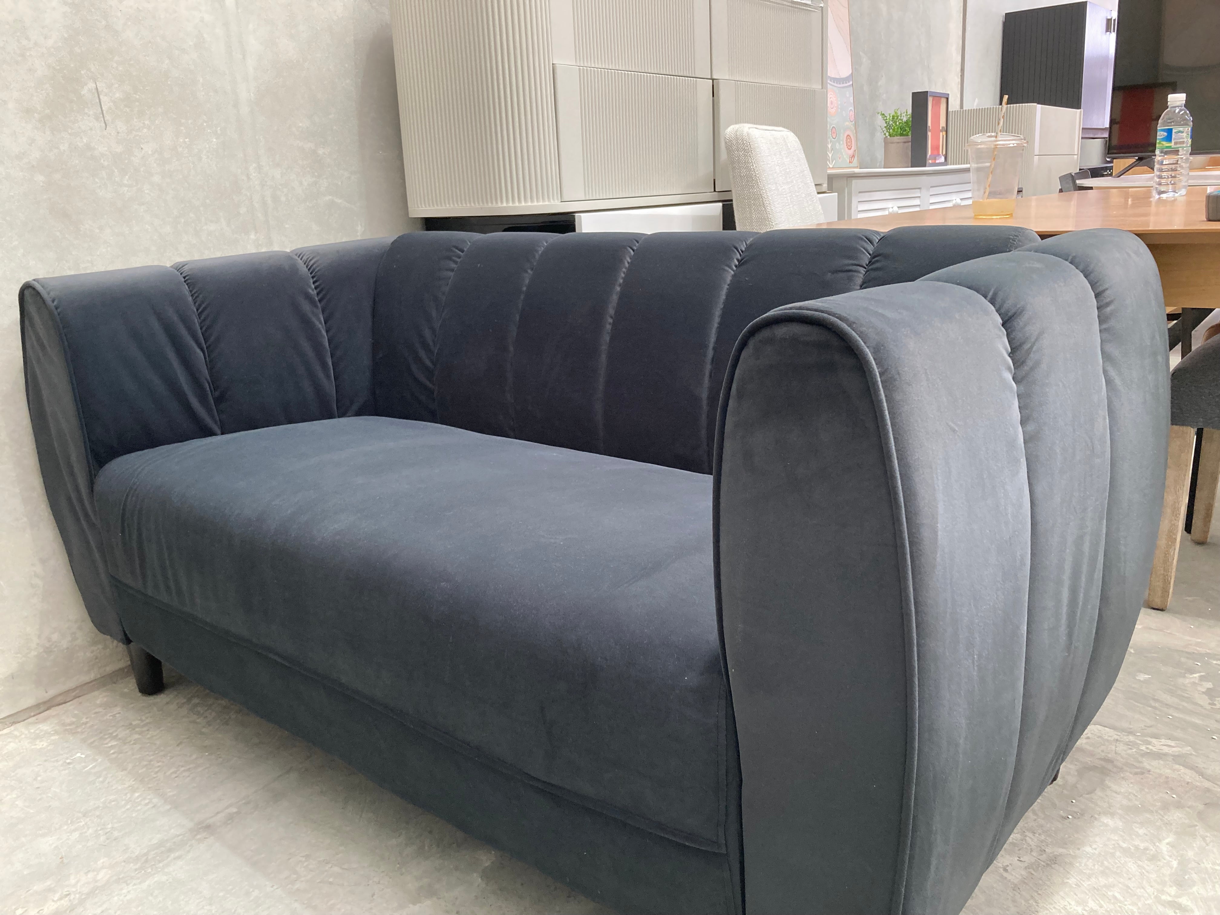 ASSA Dark Grey Modern Style 2 Seater Fabric Sofa