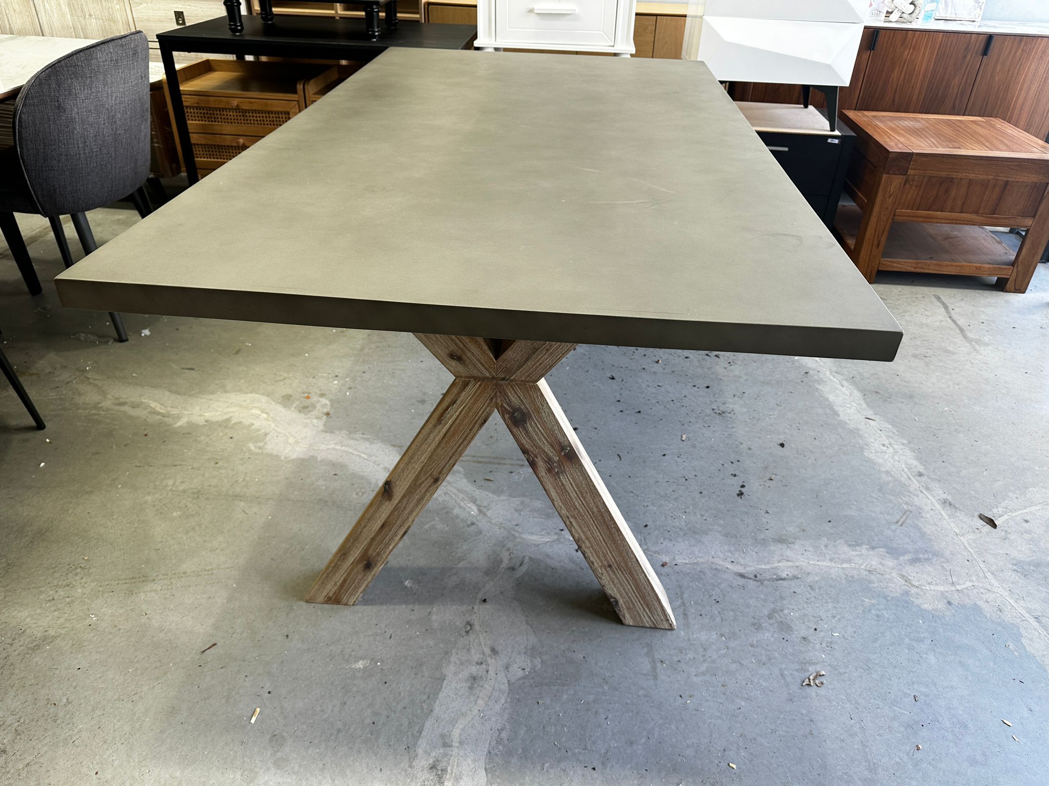 ASSA Grey Concrete Top Timber Leg Dining Table