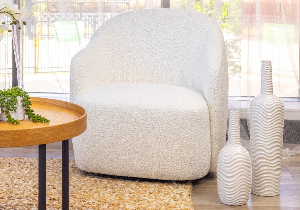 Verra Fabric Swivel Arm Chair - White